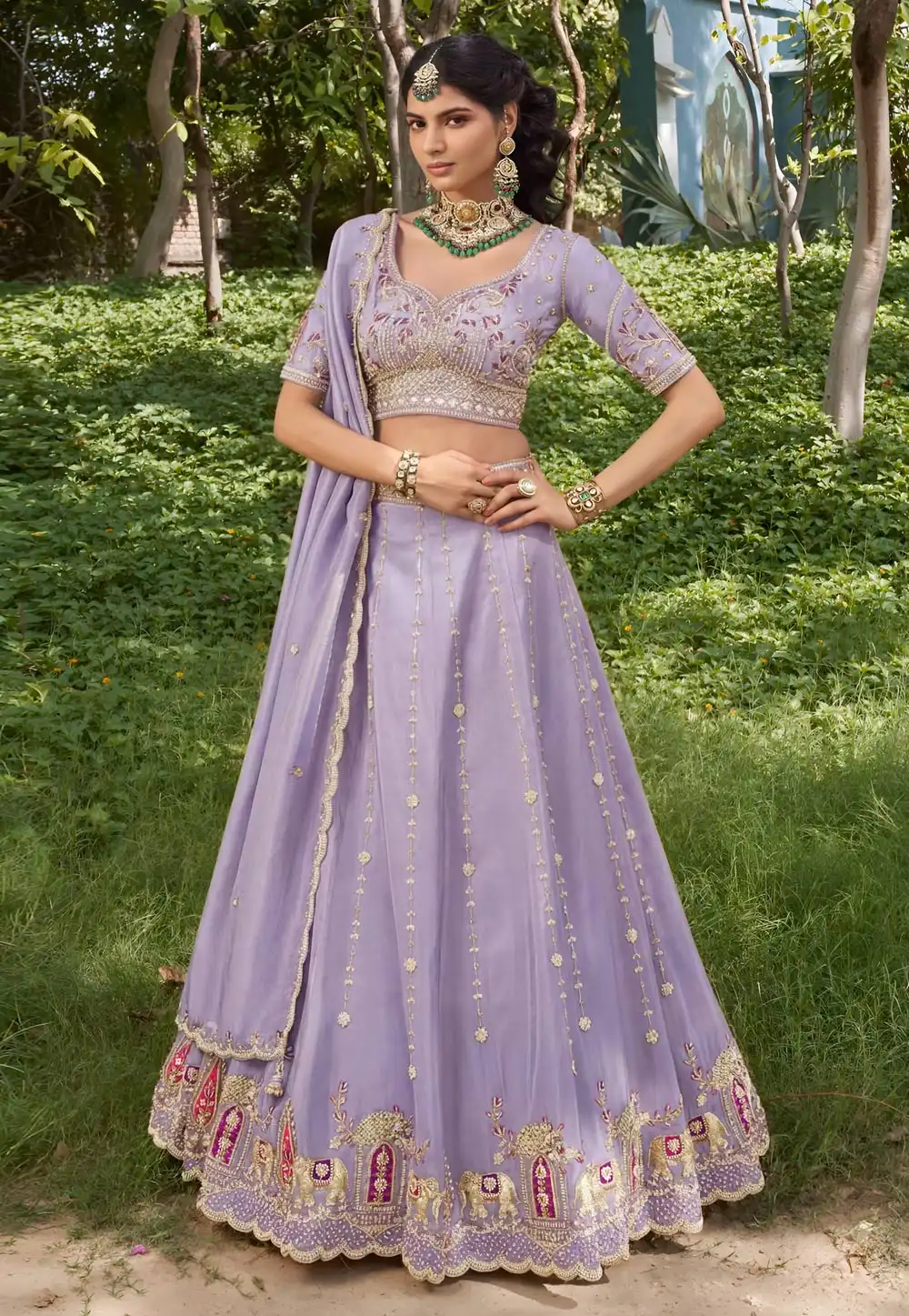 Lavender Tissue Lehenga Choli 329224