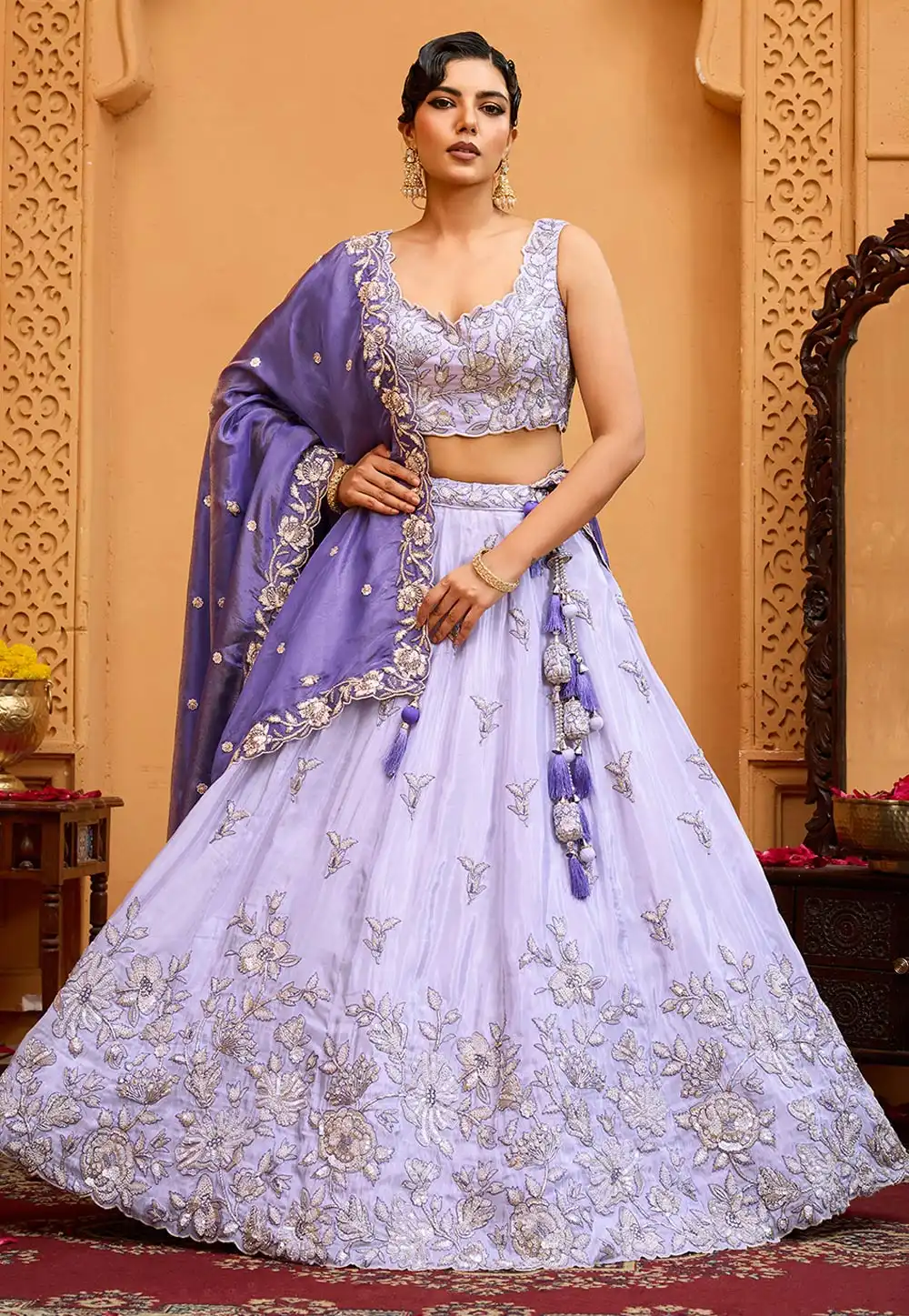 Lavender Tissue Lehenga Choli 318083