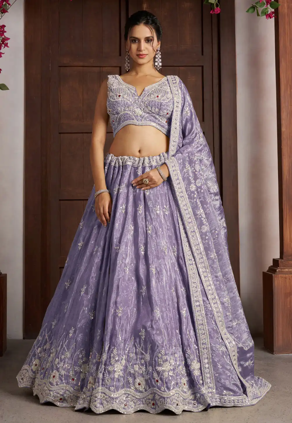 Lavender Tissue Lehenga Choli For Wedding 329408