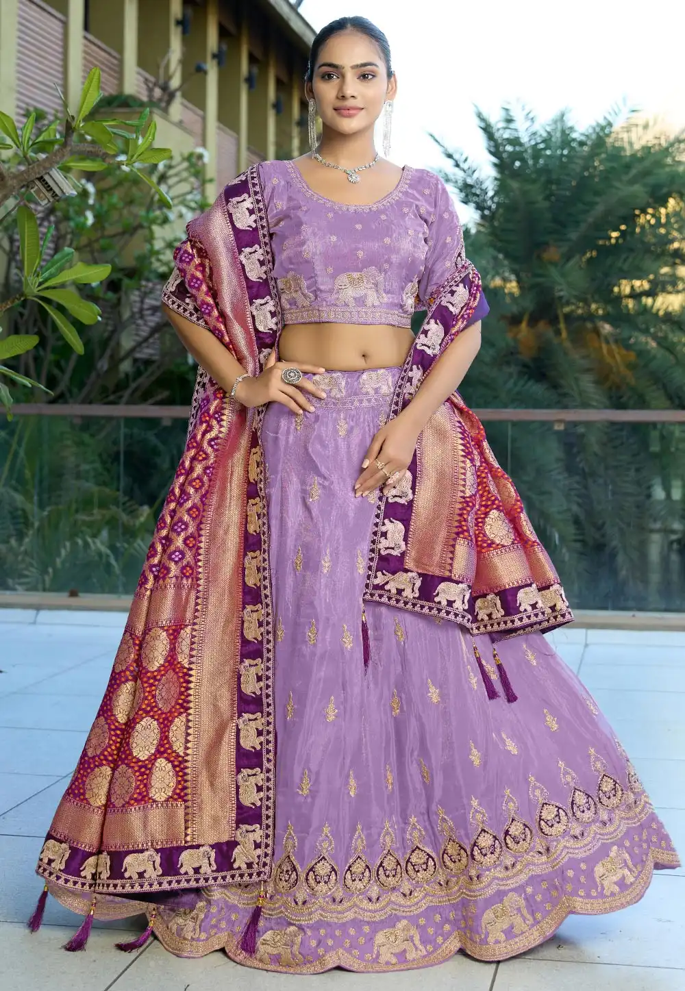 Lavender Viscose Circular Lehenga Choli 310381