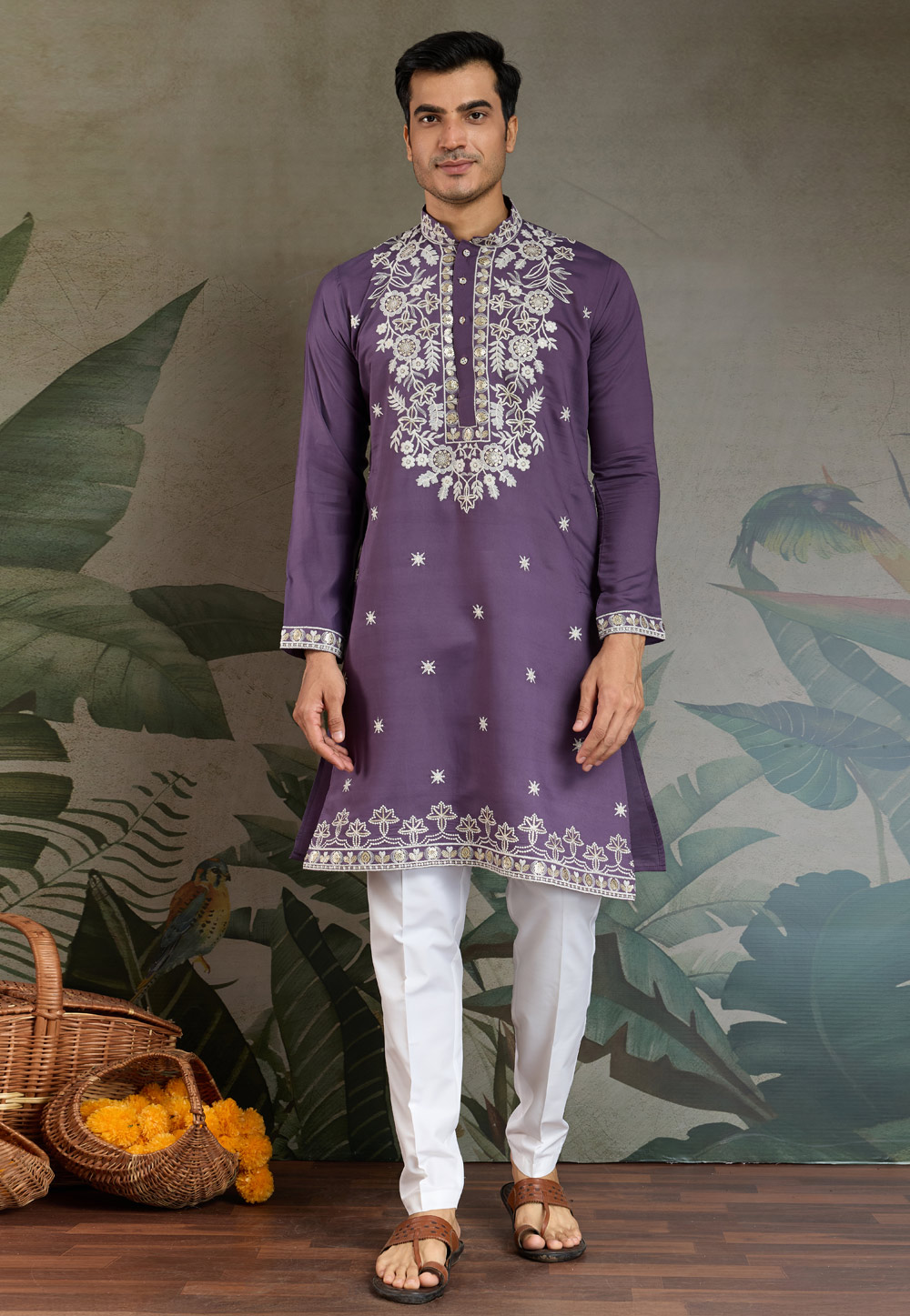 Lavender Viscose Kurta Pajama 311860