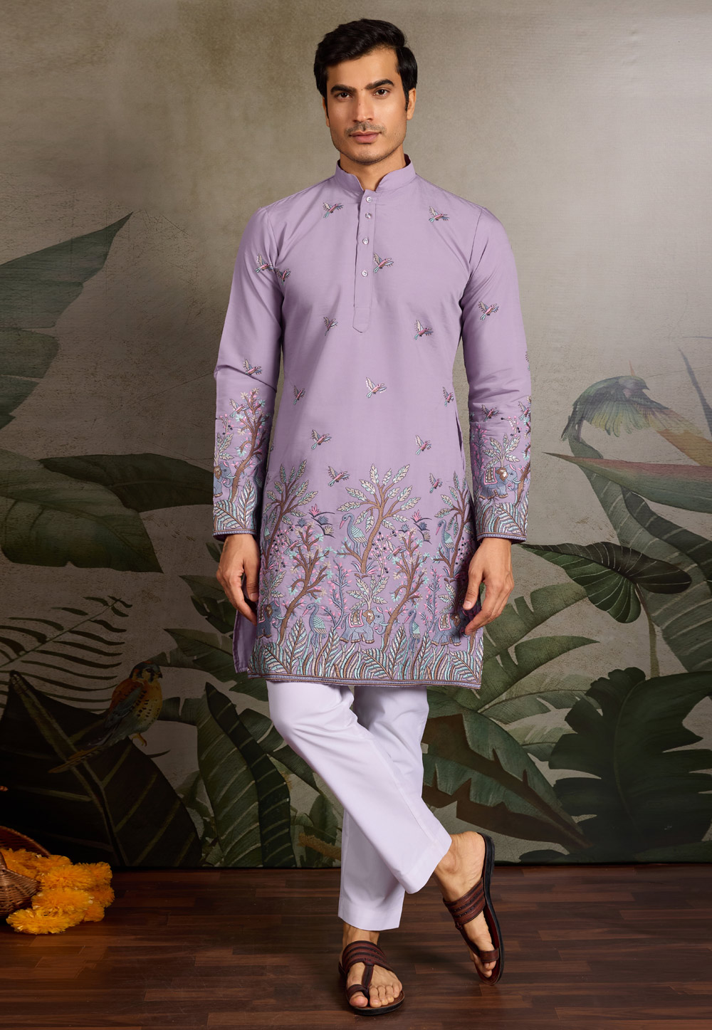 Lavender Viscose Kurta Pajama 318011