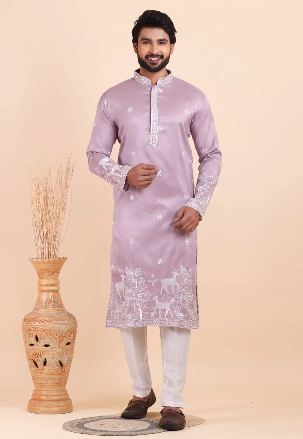 Lavender Viscose Kurta Pajama 333636