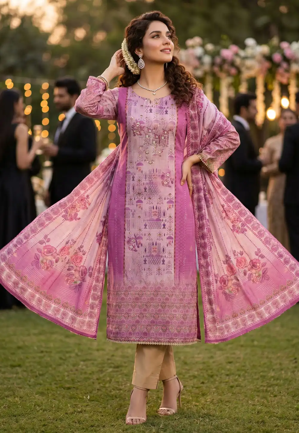 Lavender Viscose Pant Style Suit 328374