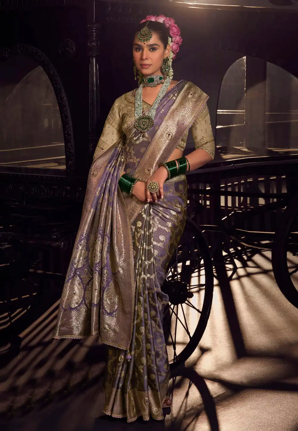 Lavender Viscose Saree With Blouse 313435