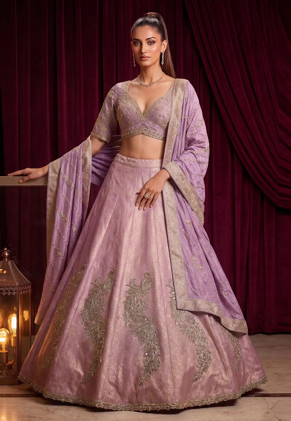 Lavender Viscose Wedding Lehenga Choli 329234