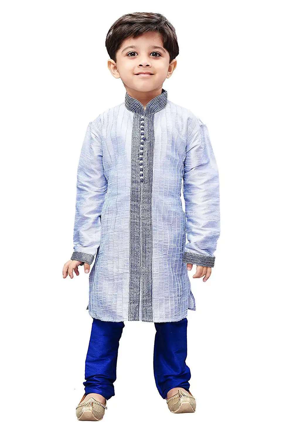 Light Blue Dupion Silk Kids Kurta Pajama 312080