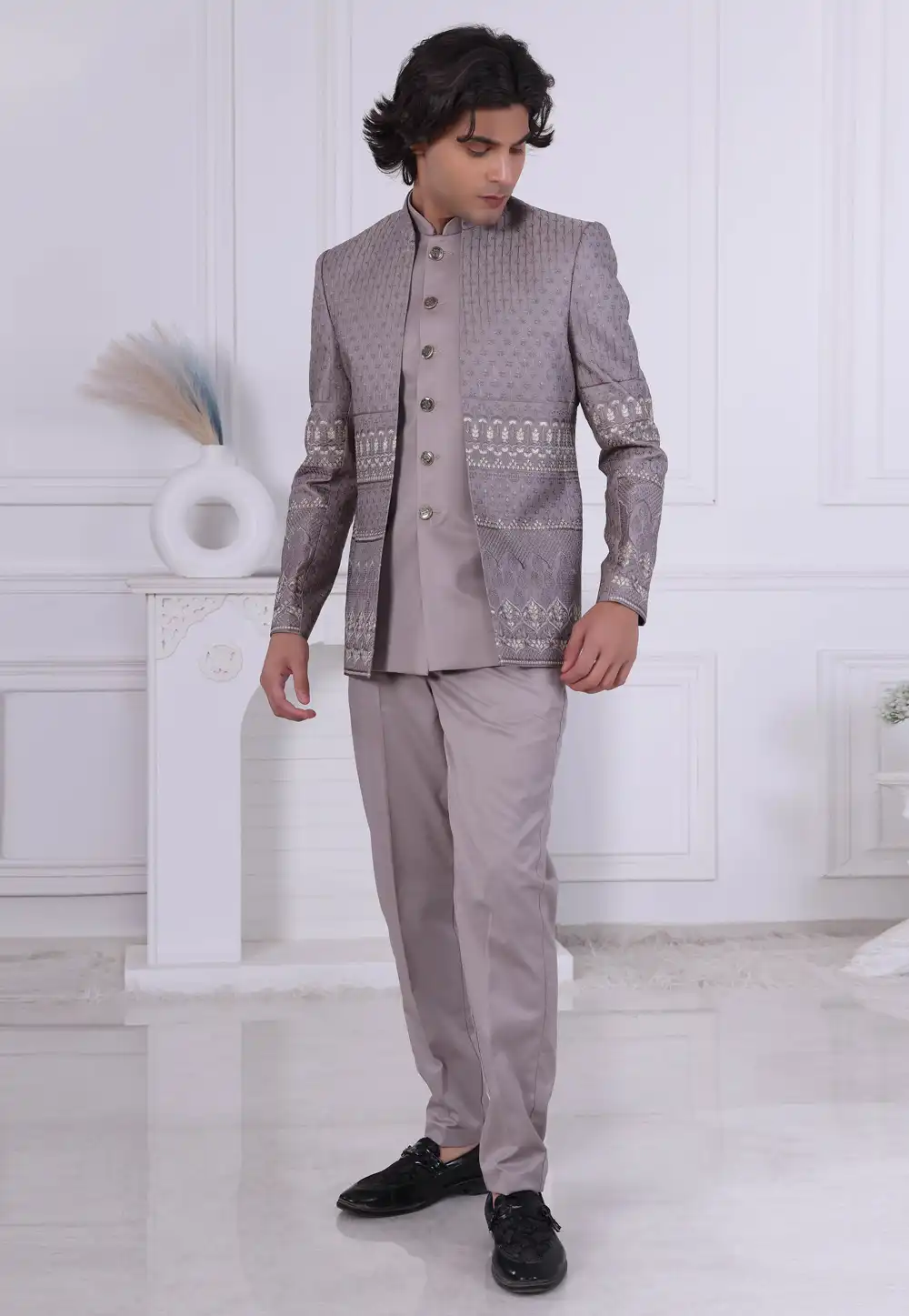 Light Brown Silk Jodhpuri Suit 315015