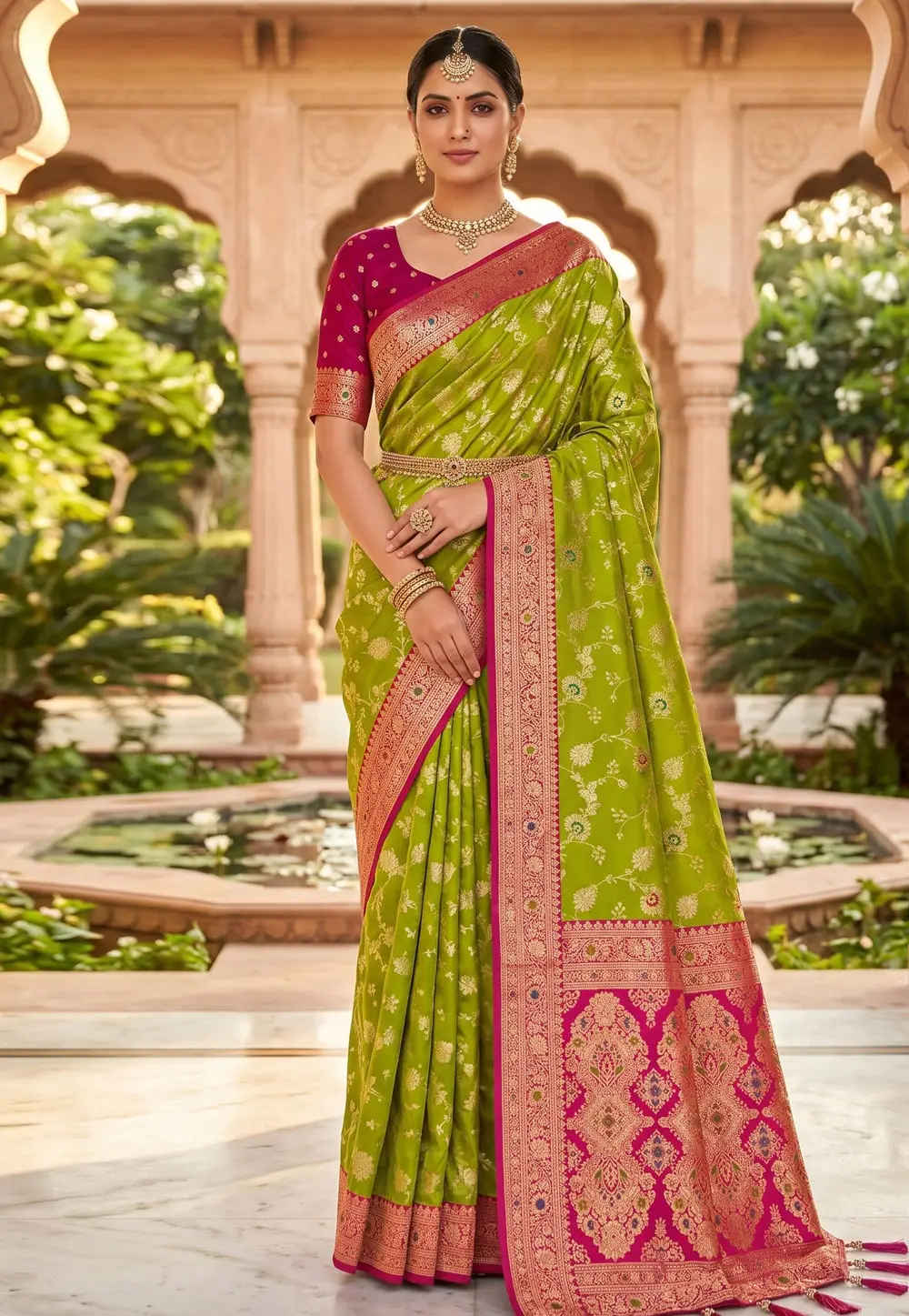 Light Green Banarasi Silk Saree 332419