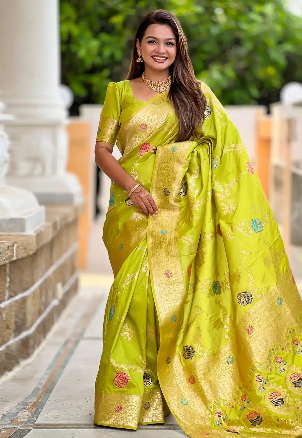 Light Green Banarasi Silk Saree With Blouse 310563
