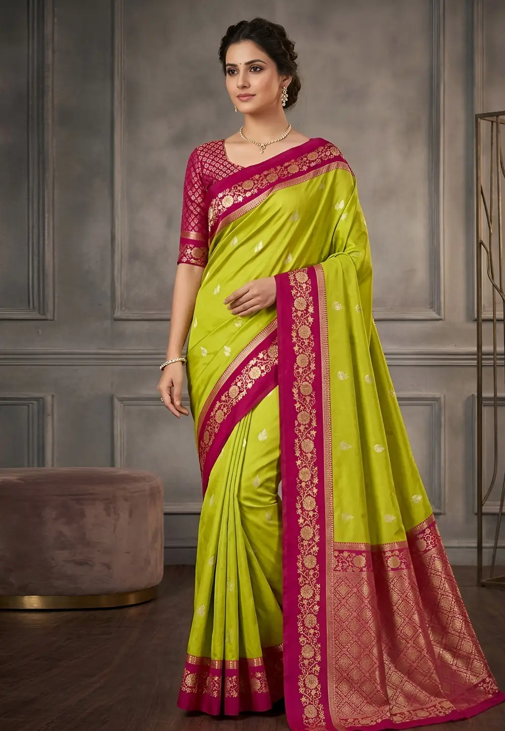Light Green Banarasi Silk Saree With Blouse 333291