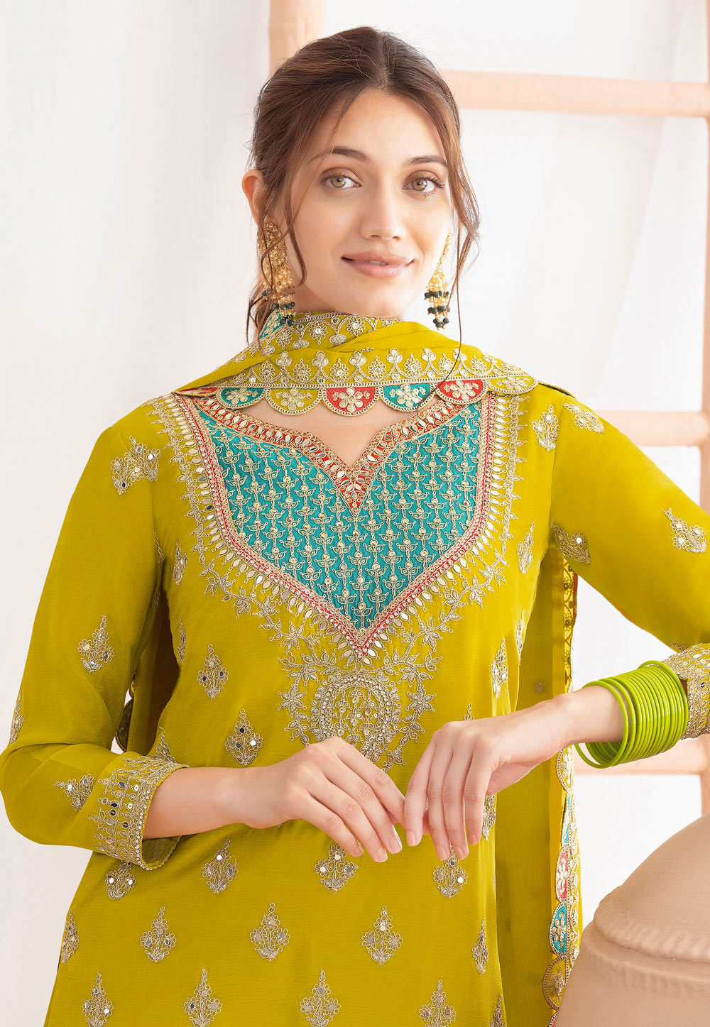 Light Green Chinon Pakistani Suit - Indian Cloth Store