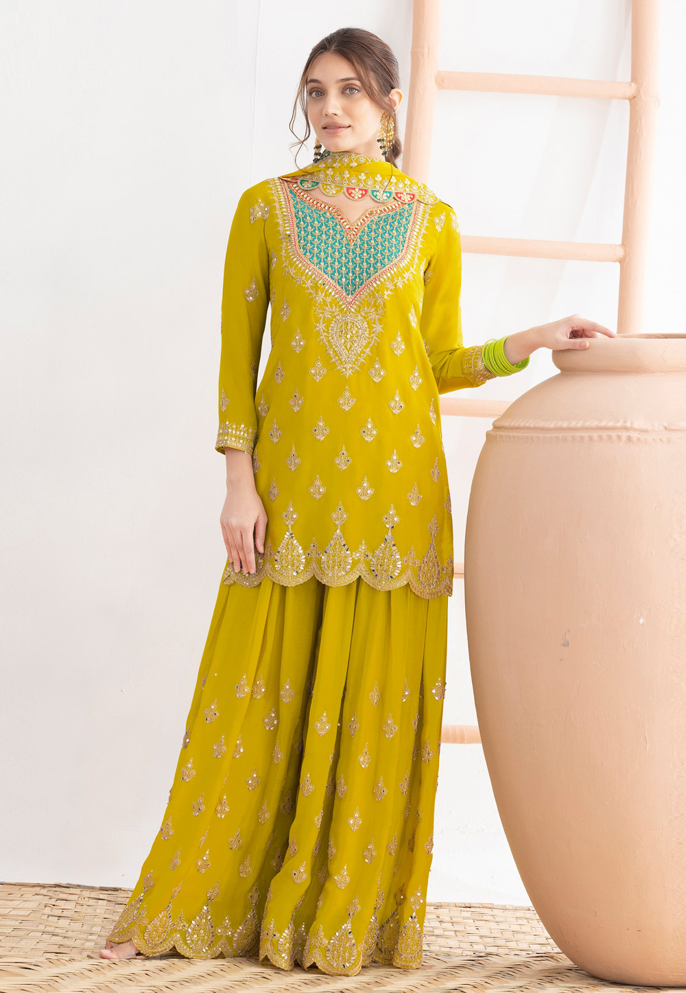Light Green Chinon Pakistani Suit 320526