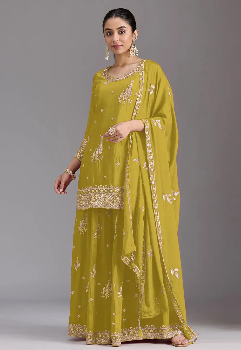 Light Green Chinon Palazzo Suit 333559