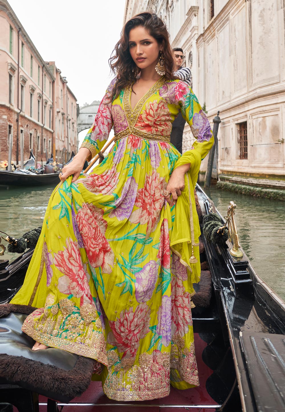 Light Green Chinon Silk Anarkali Suit 321584