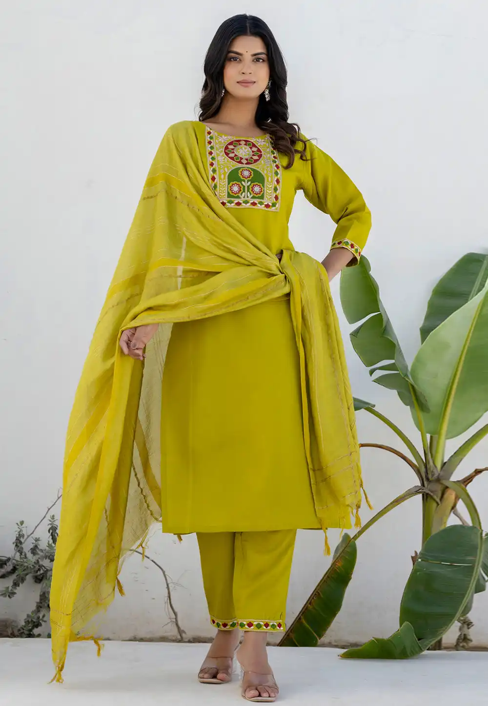 Light Green Cotton Readymade Pakistani Suit 313832