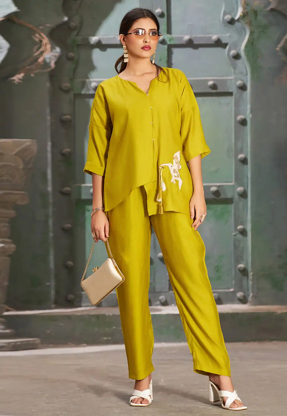 Light Green Cotton Silk Co-Ords Set 308087
