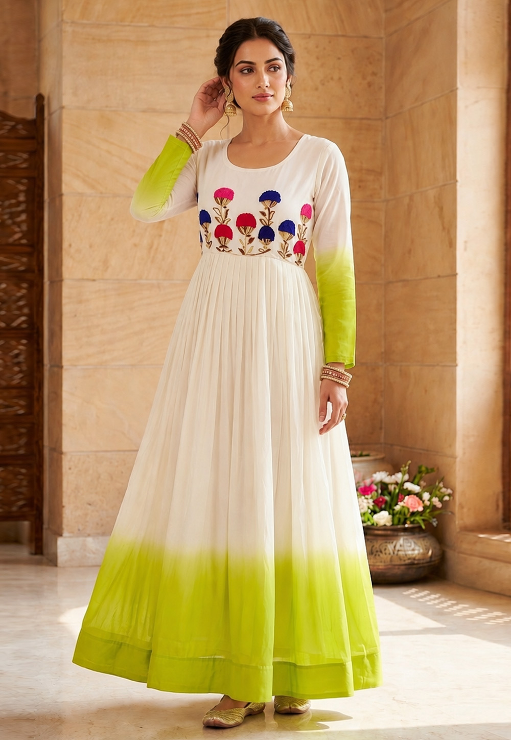 Light Green Georgette Gown 330287