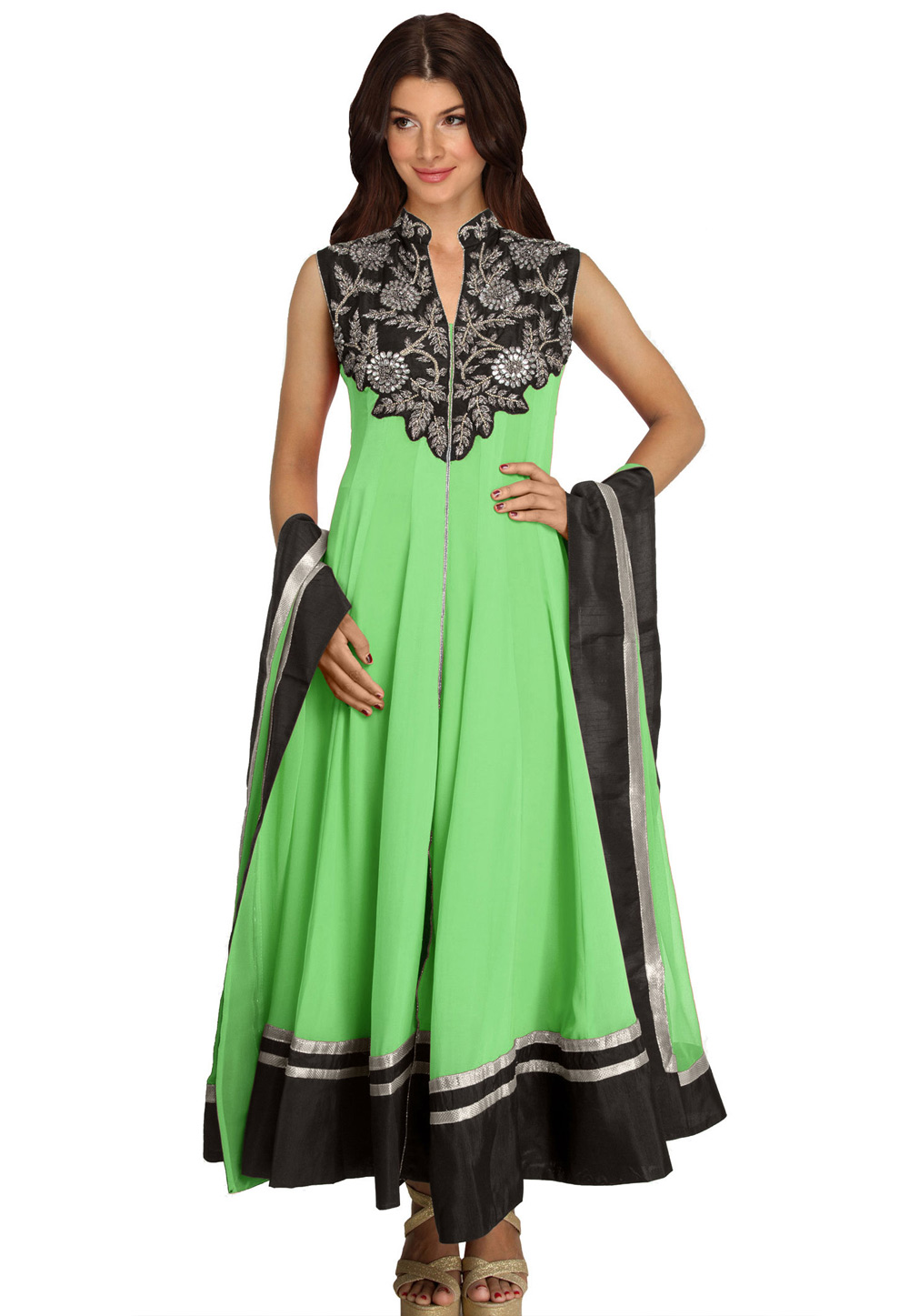 Light Green Georgette Readymade Anarkali Suit 321785
