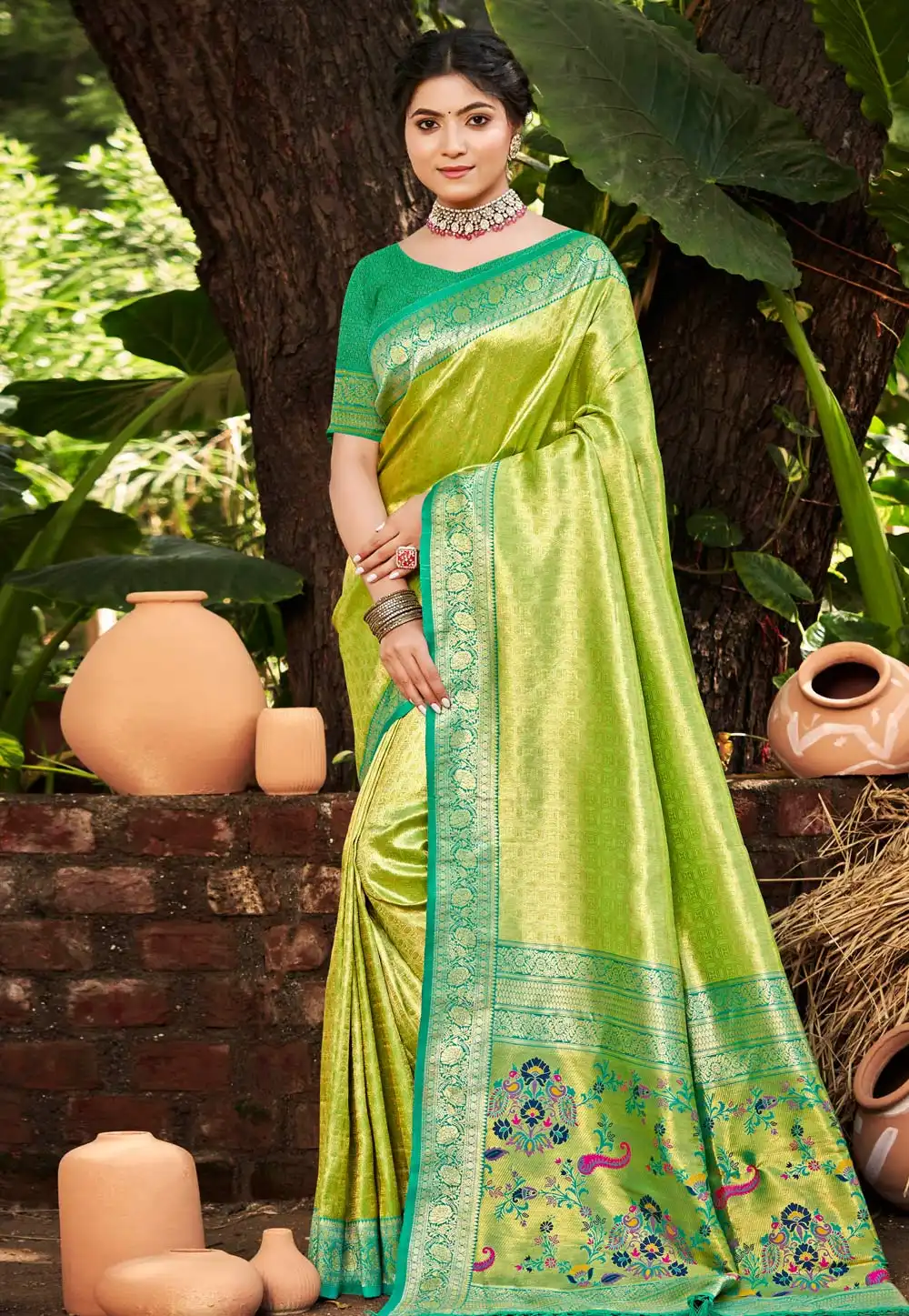 Light Green Kanjivaram Silk Saree With Blouse 314102