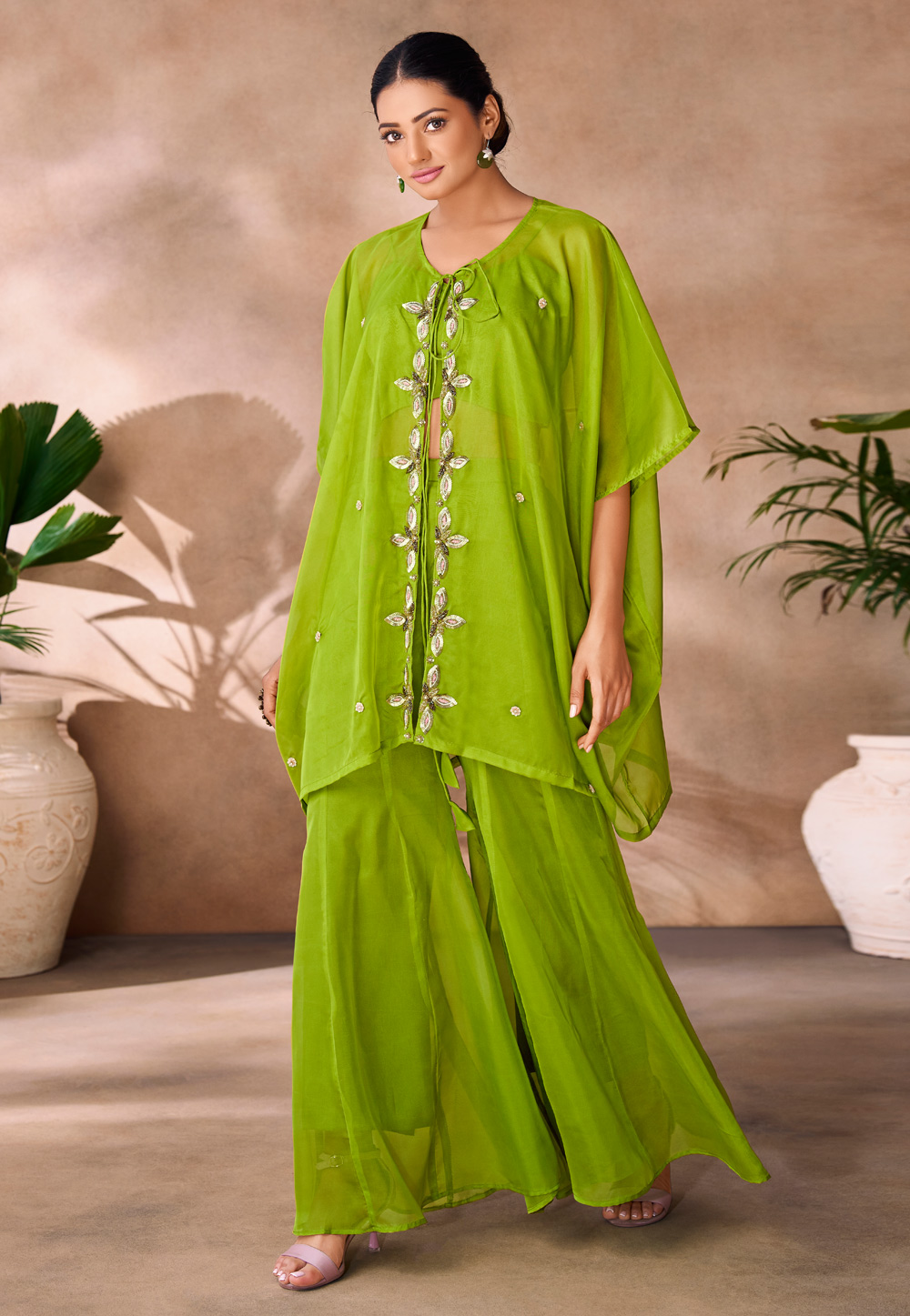 Light Green Organza Co-Ords Set 306815