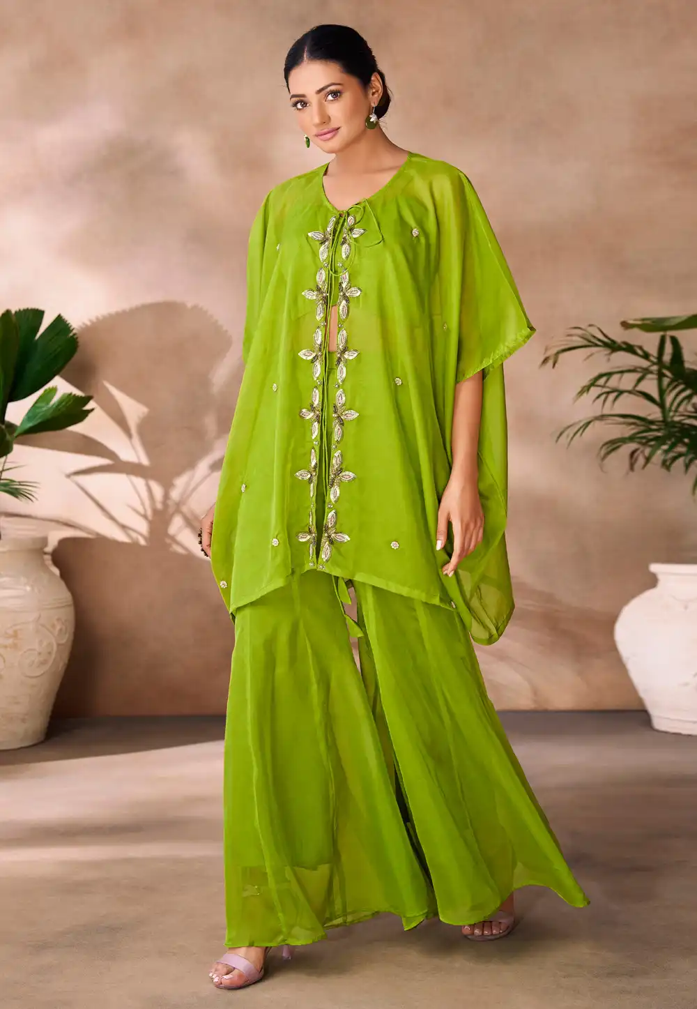 Light Green Organza Co-Ords Set 306815