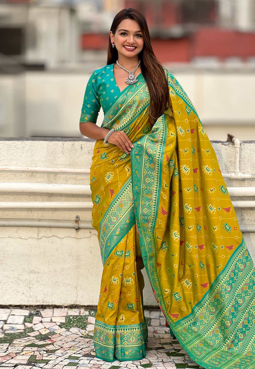 Light Green Patola Silk Saree 311373