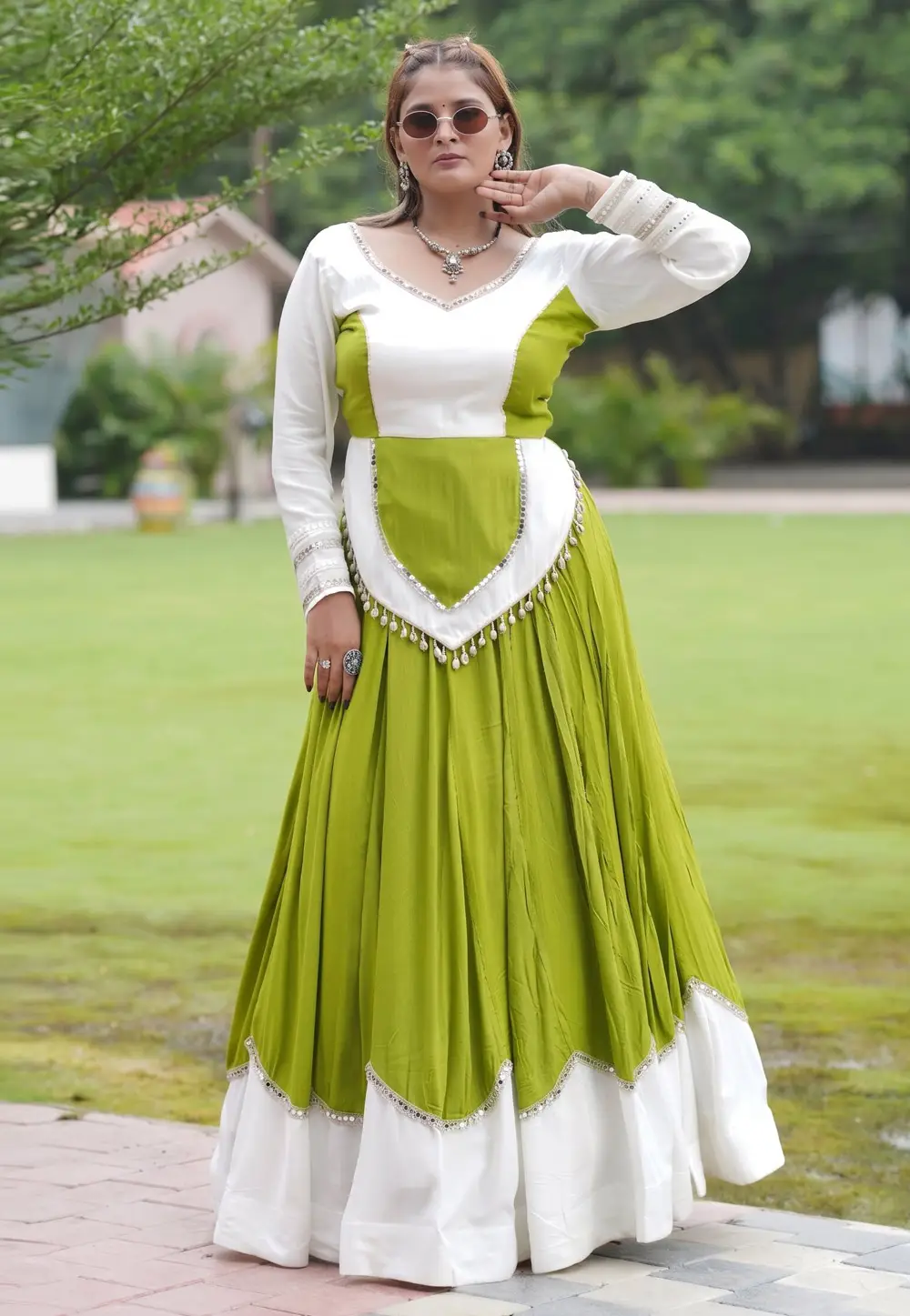 Light Green Rayon Navratri Chaniya Choli 333825