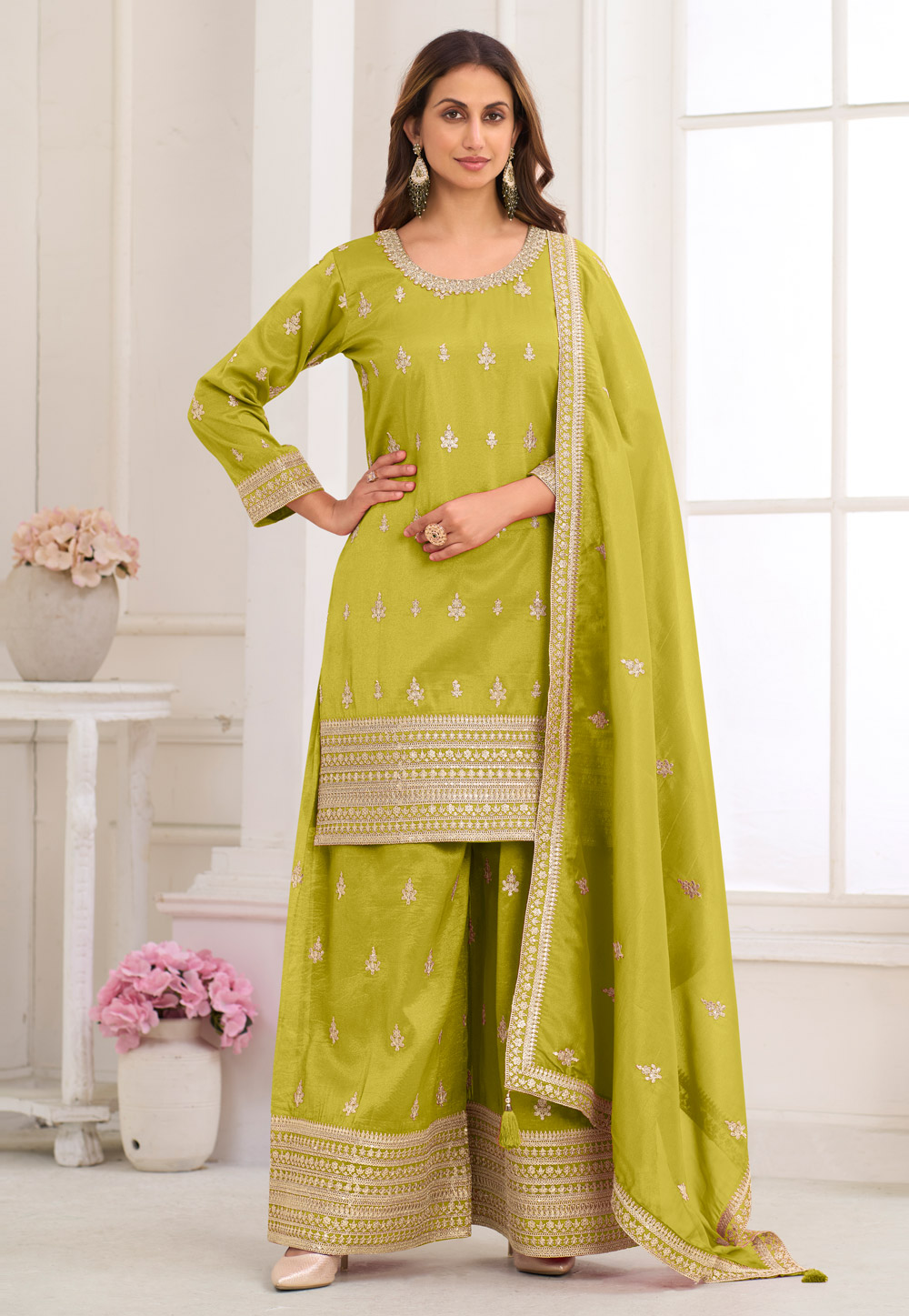 Light Green Shimmer Pakistani Suit 328393