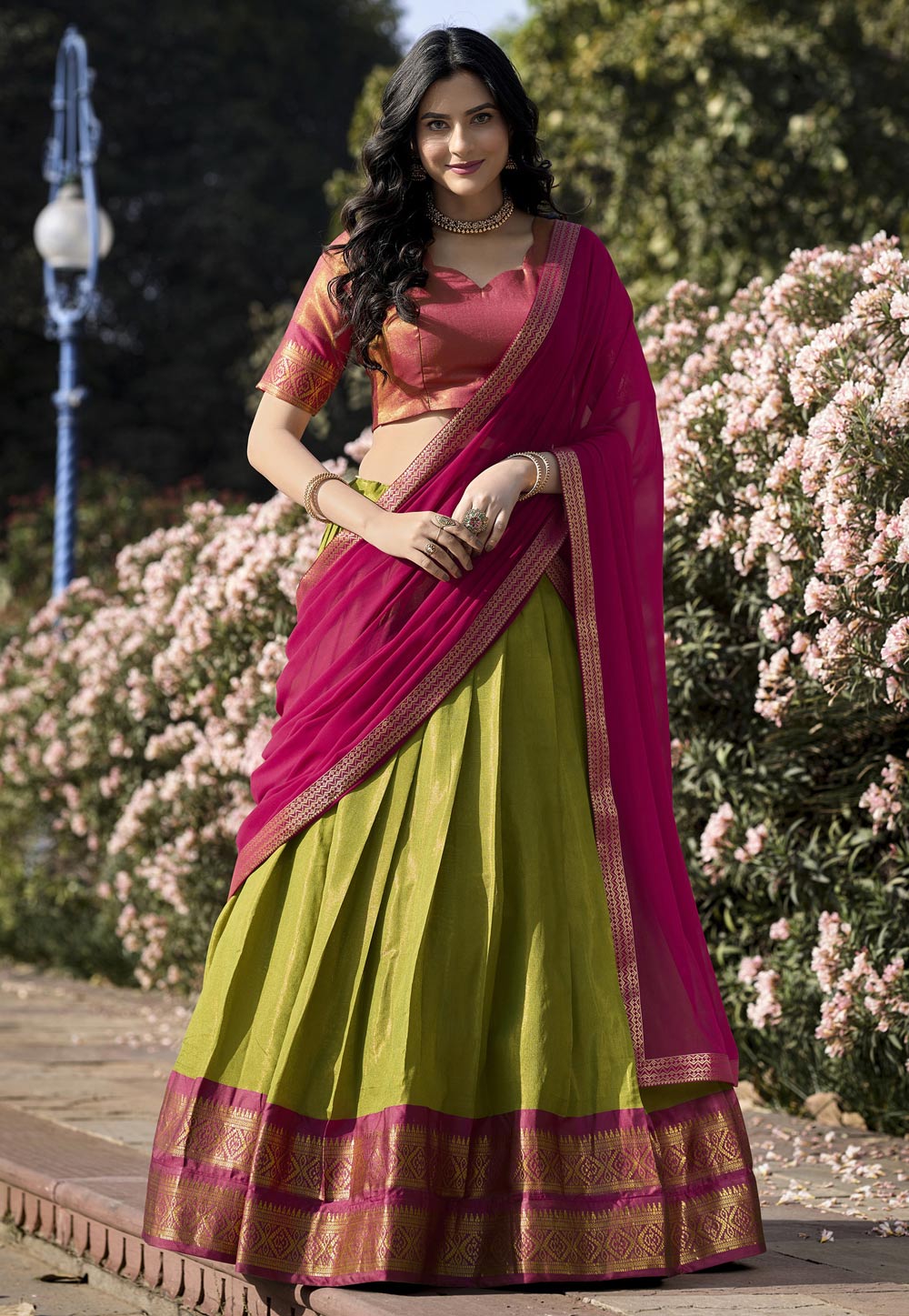 Light Green Silk Circular Lehenga Choli 287065