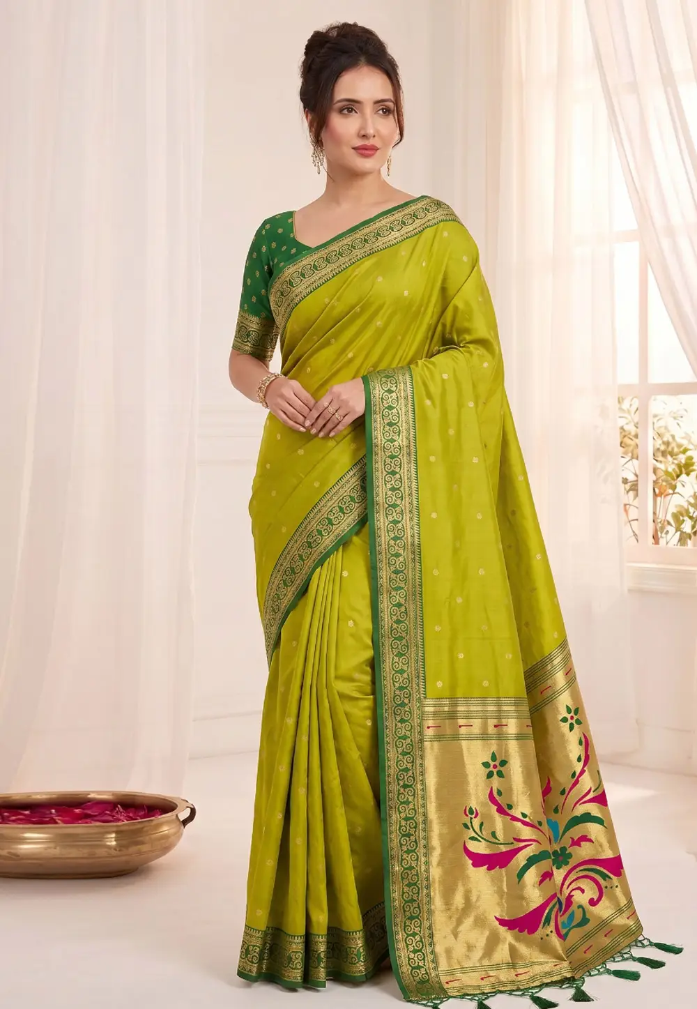 Light Green Silk Paithani Saree 336614