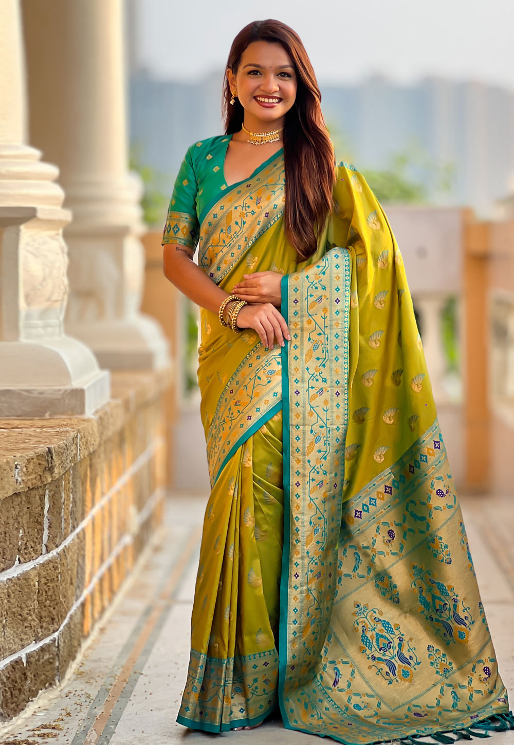 Light Green Silk Paithani Saree 321978