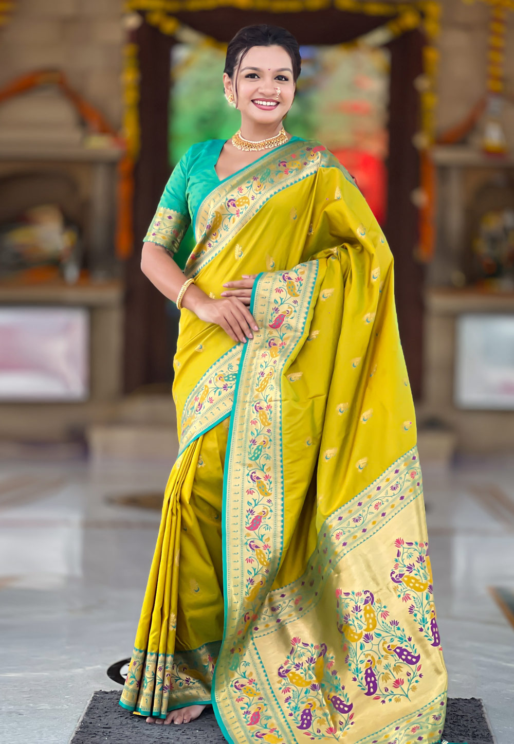 Light Green Silk Paithani Saree 323598