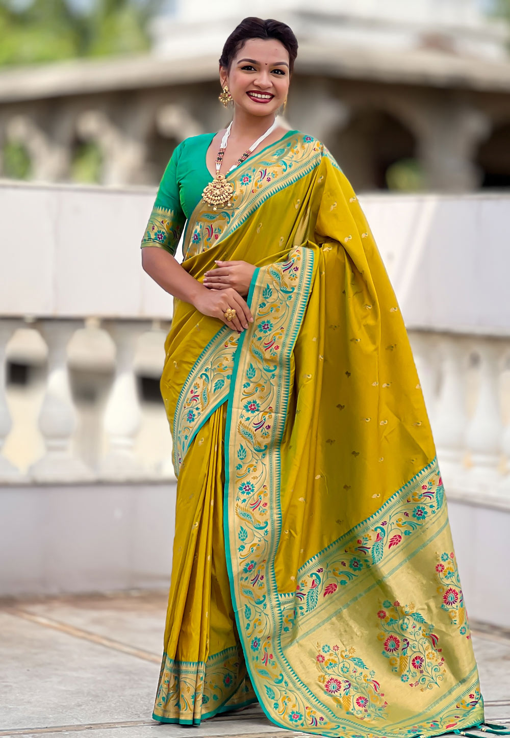 Light Green Silk Paithani Saree 323607