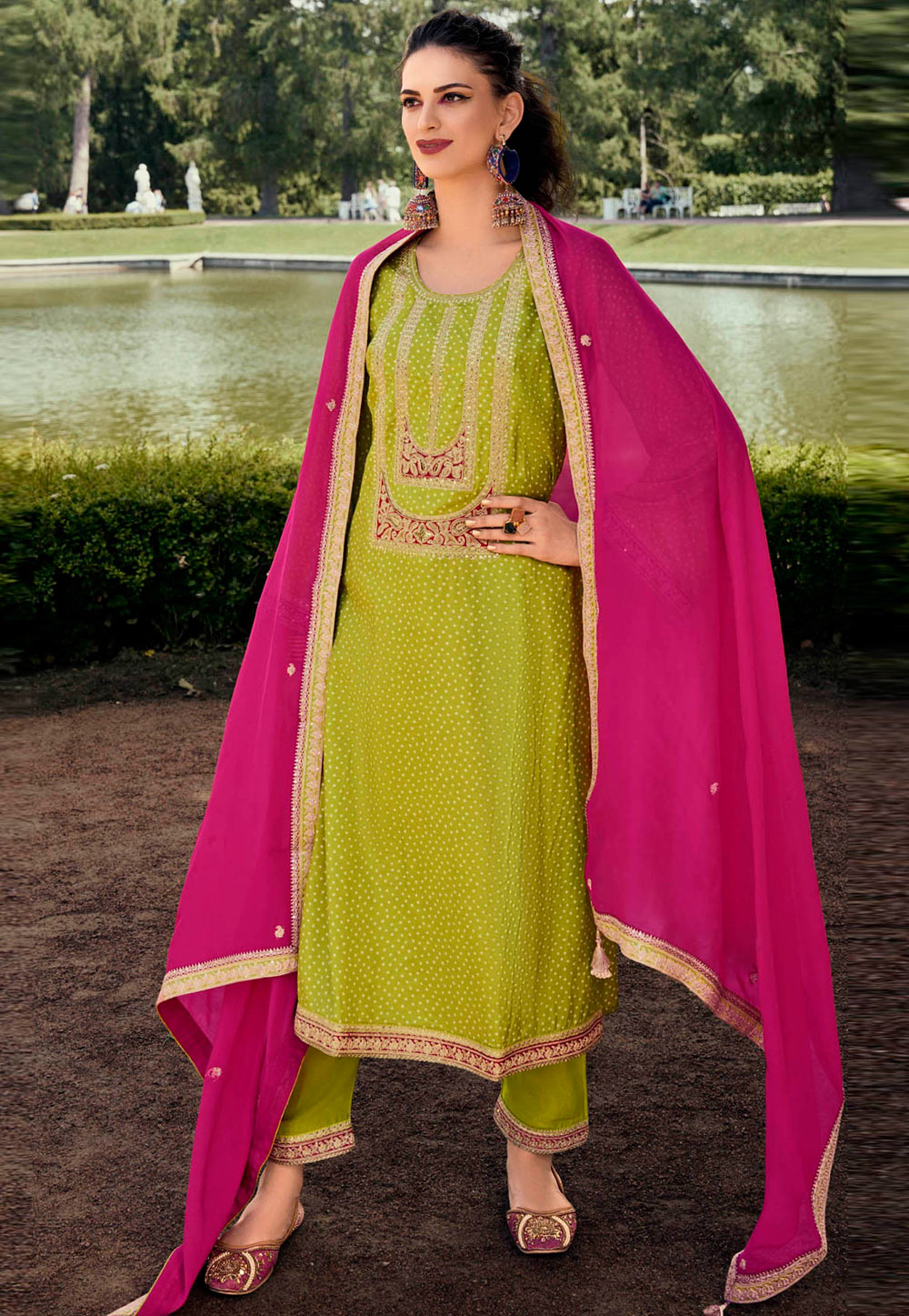 Light Green Silk Pant Style Suit 328866