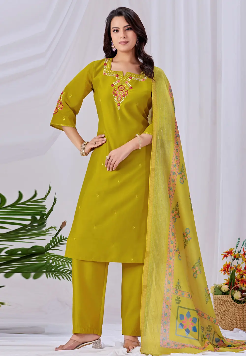Light Green Silk Readymade Pakistani Suit 331316
