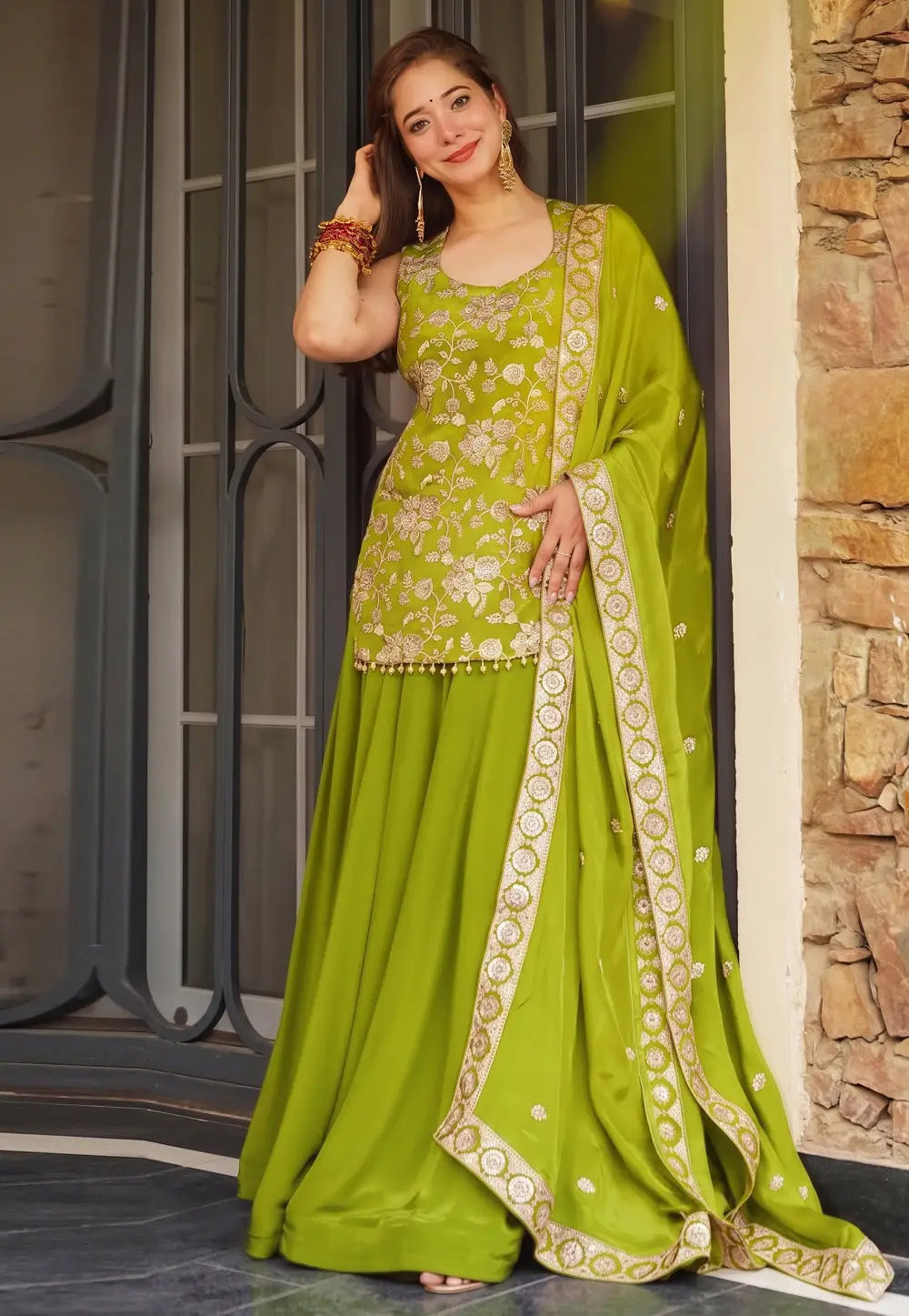 Light Green Silk Readymade Pakistani Suit 336051