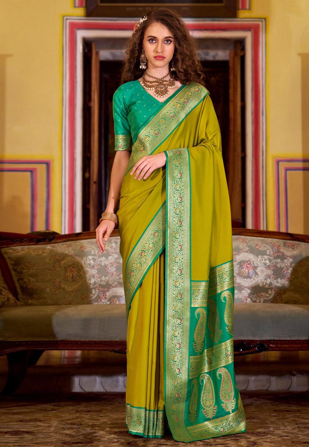 Light Green Silk Saree With Blouse 316988