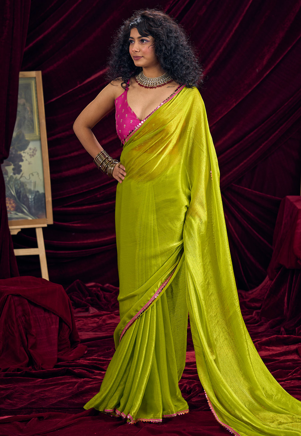 Light Green Silk Saree With Blouse 327884