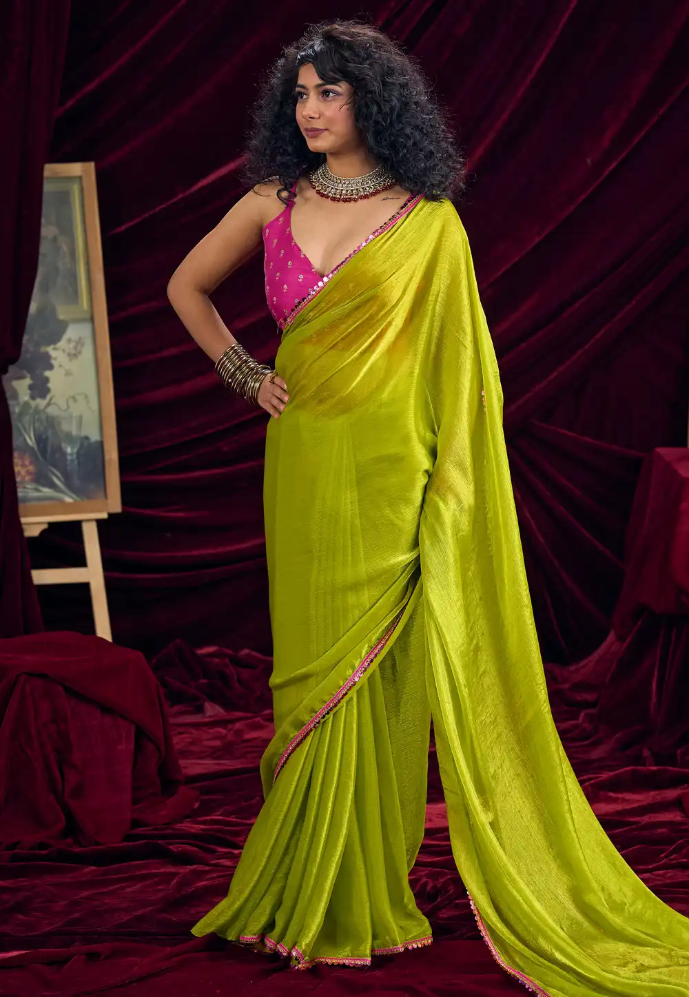 Light Green Silk Saree With Blouse 327884