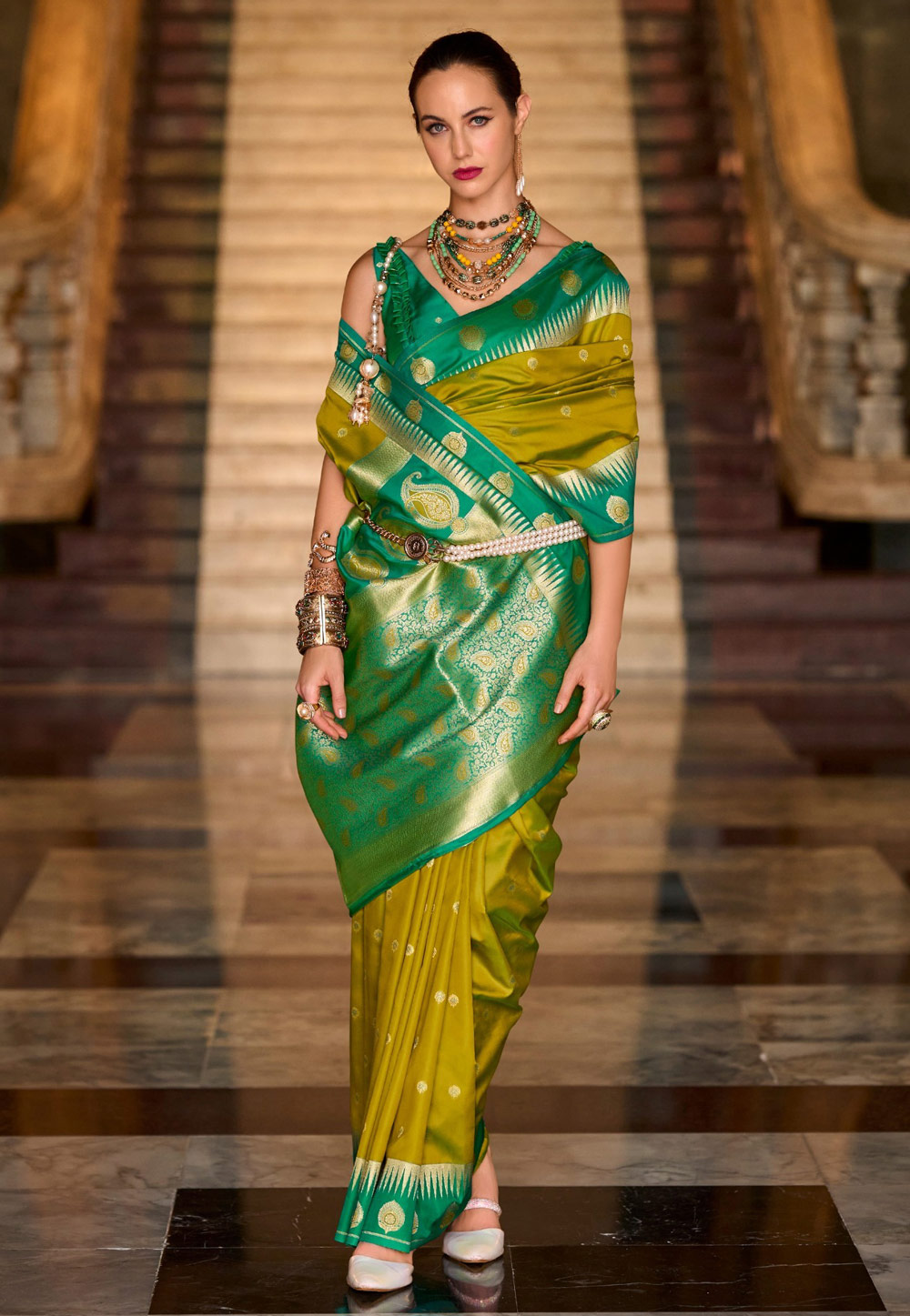Light Green Silk Saree With Blouse 308028