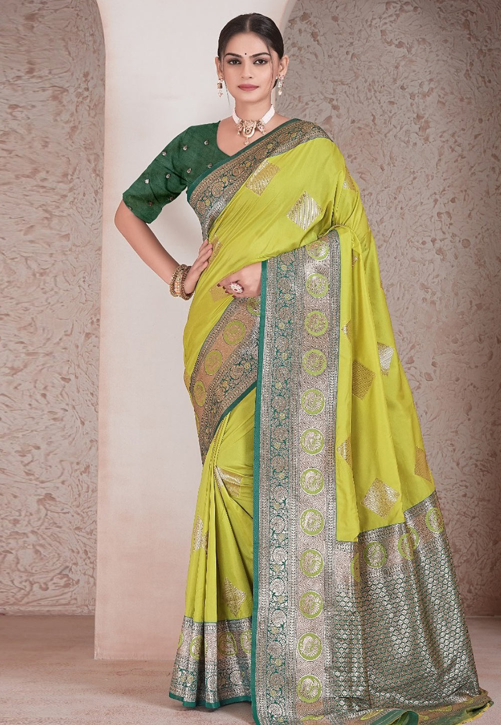 Light Green Silk Saree With Blouse 312291