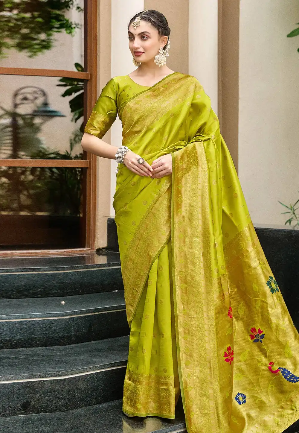 Light Green Silk Saree With Blouse 316155