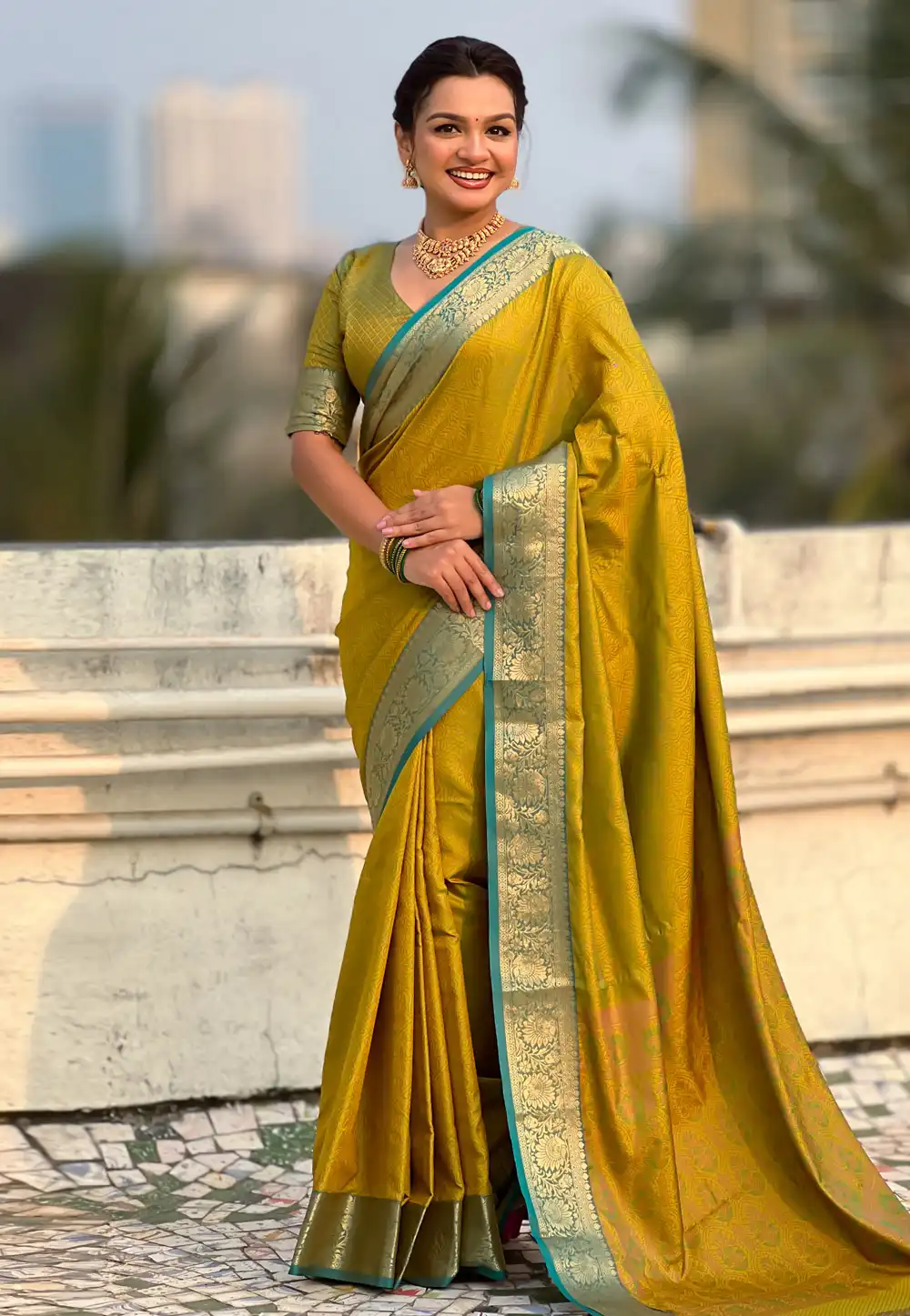 Light Green Silk Saree With Blouse 326506