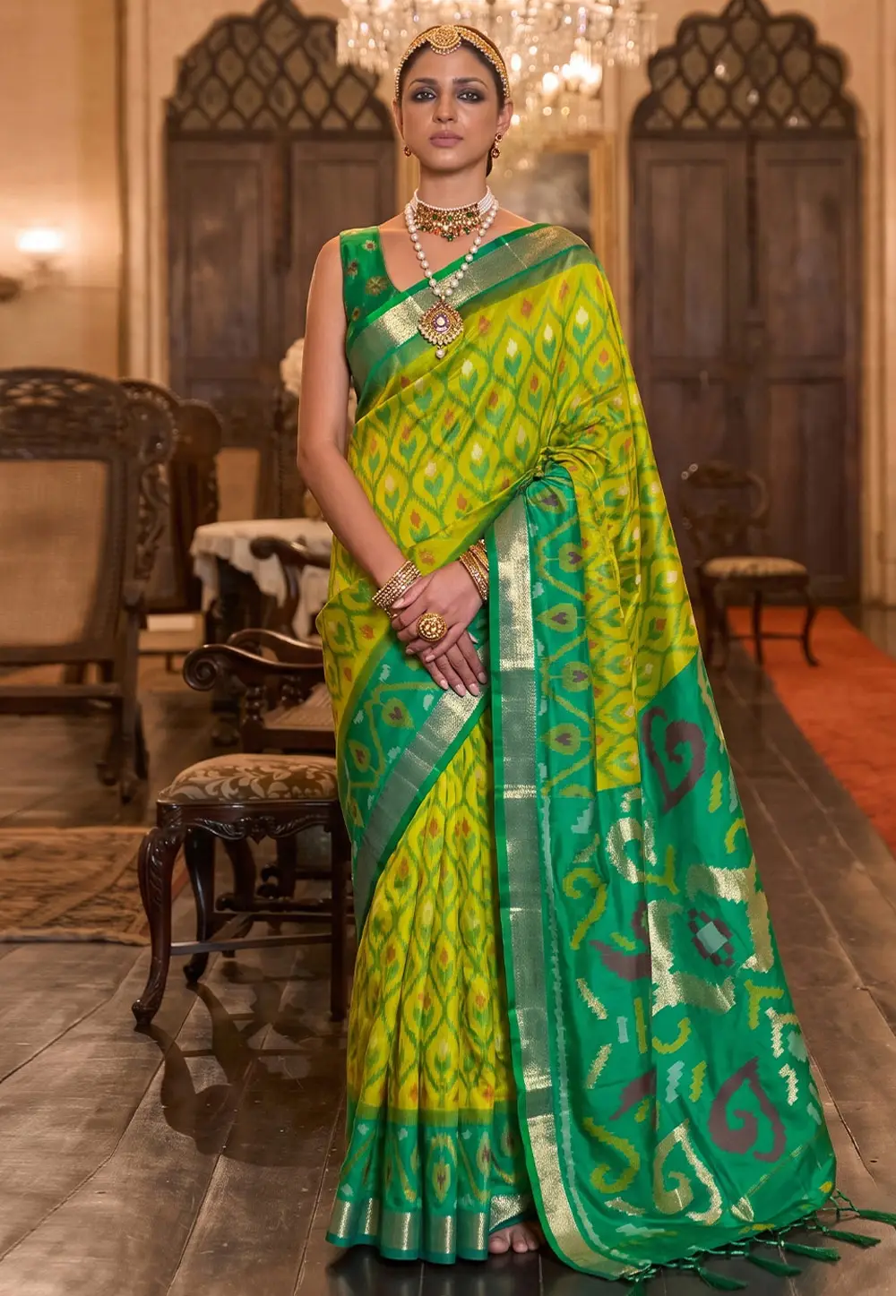 Light Green Silk Saree With Blouse 334110