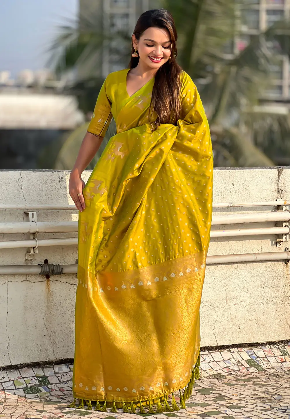 Light Green Silk Saree With Blouse 303425