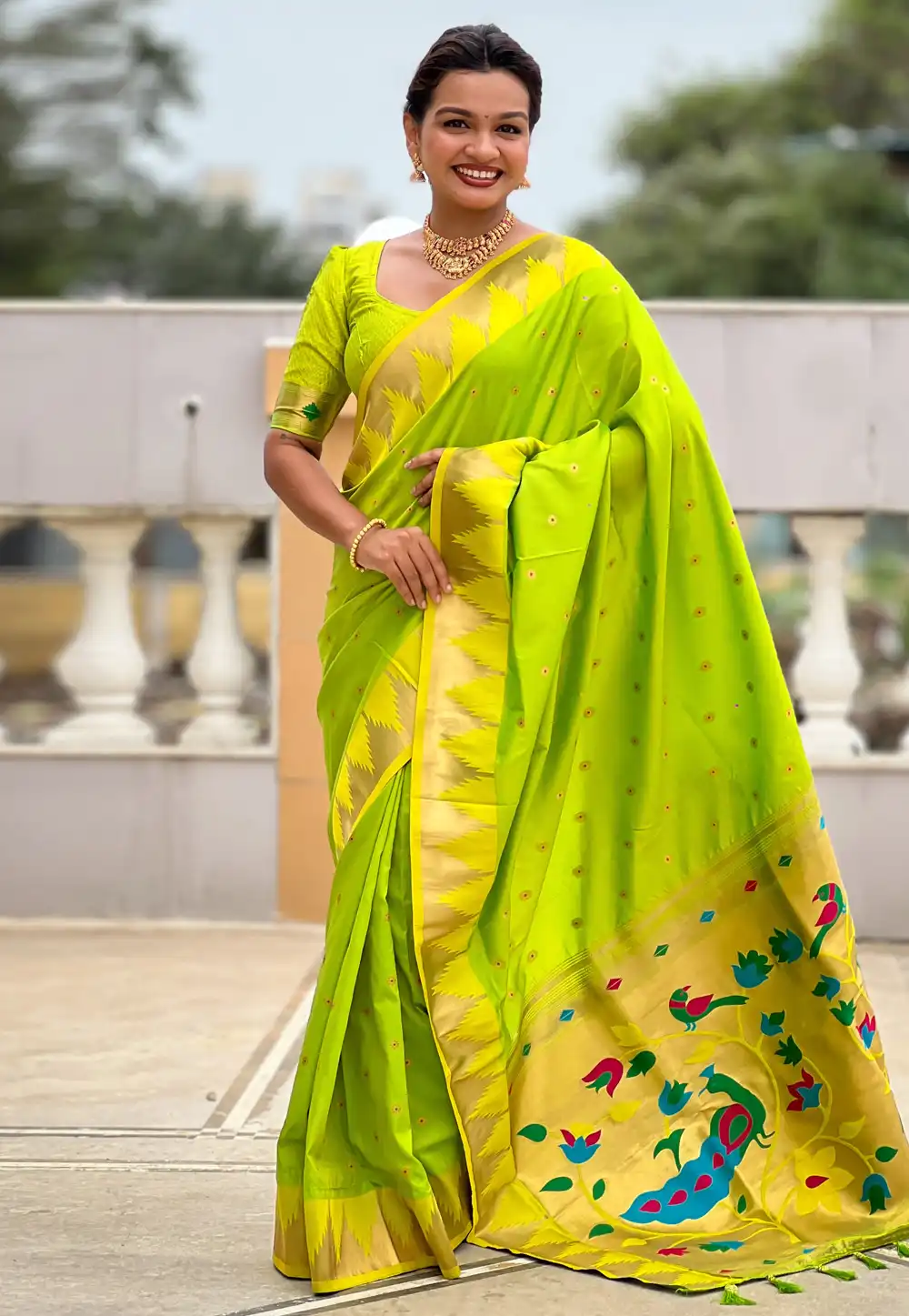 Light Green Silk Saree With Blouse 314764