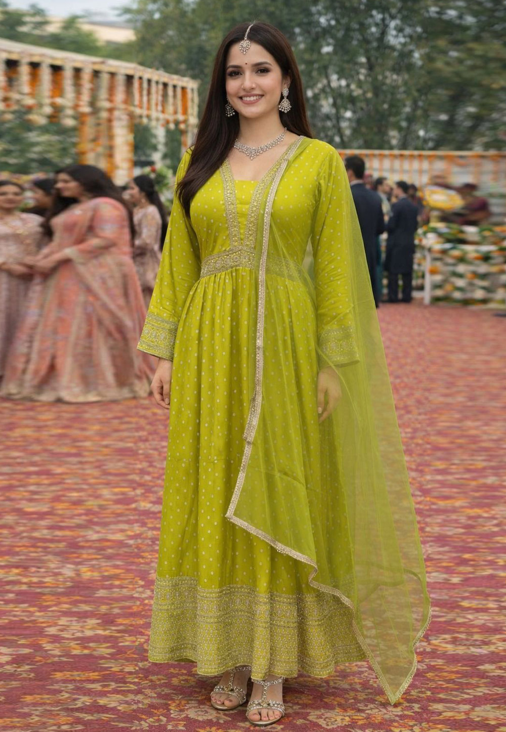 light green anarkali dress Light Green Anarkali Suit main image 1