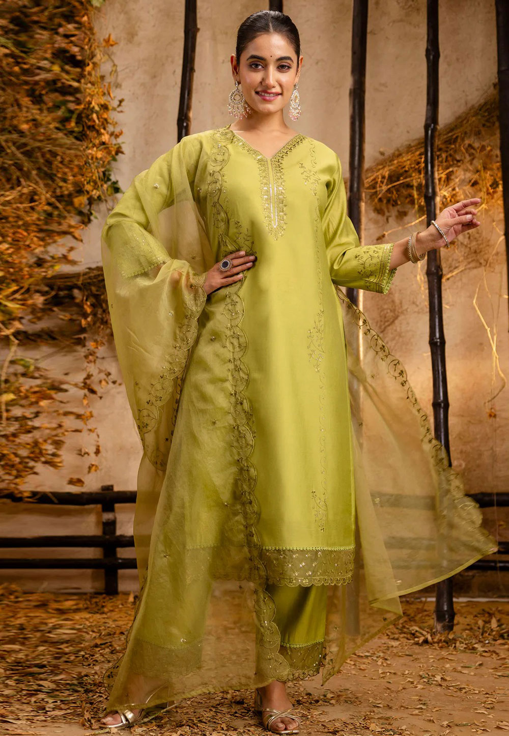 Light Green Viscose Readymade Pakistani Suit 308081