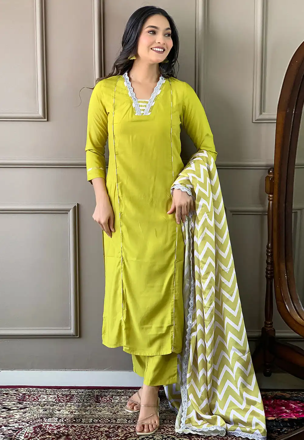Light Green Viscose Readymade Pakistani Suit 289419